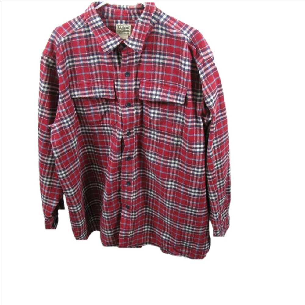 L.L. Bean Red/Black Men's Plaid Button Front Flannel Shirt Size XXL